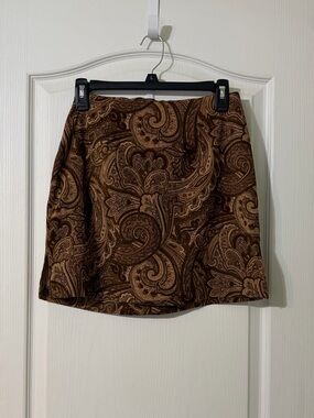 Brown Paisley A-Line Mini Skirt